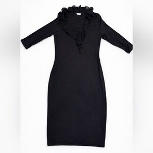 Wolford Black Ruffle Front Stretch Dress